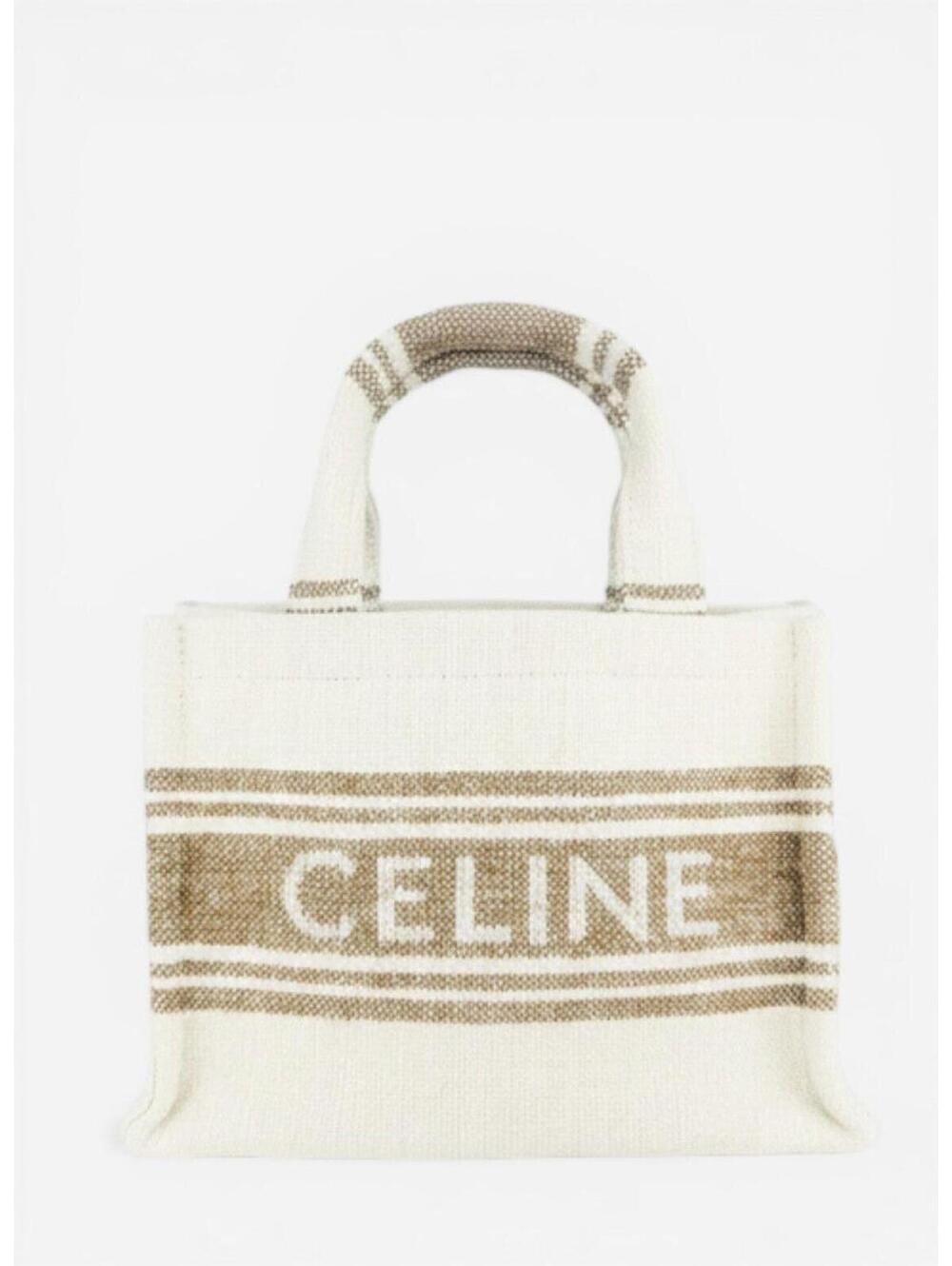 Celine Small Cabas Thais Striped Jacquard Textile Tote Bag | New